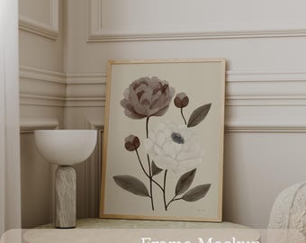 Frame Mockup PSD, Elegant Neutral Poster / Wall Art Display, Smart Object