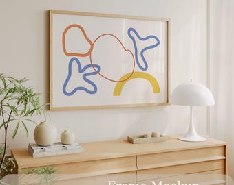 Horizontal Frame Mockup PSD Smart Object, Scandinavian Modern Wall Art / Poster Display (Digital Download)