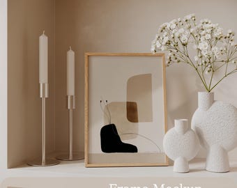 Frame Mockup PSD – 4 Customizable Finishes, Neutral Minimalist Poster Display