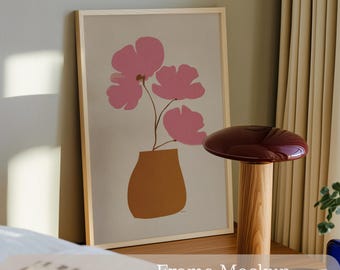Light Wood Frame Mockup PSD, Cozy Warm Poster / Wall Art Display, Smart Object, Digital Download, DIN A & 4:3