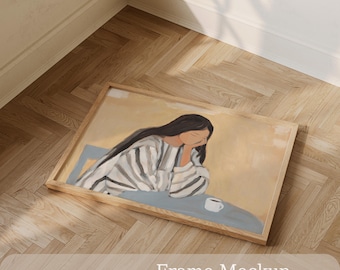 Horizontal Frame Mockup, Flat Lay Landscape Wall Art and Poster Display (PSD Smart Object)