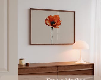 Landscape Frame Mockup PSD, Horizontal Mid-Century Wall Art / Poster Display (DIN A)