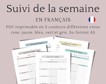 Suivi des activités de la semaine en français au format A5 à imprimer, simple et minimaliste