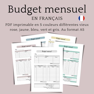 Monthly budget in French in A5 format to print, simple and minimalist