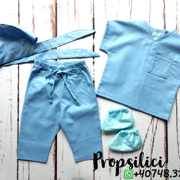 Scrubs doctor surgeon nurse costume newborn photo props photography handmade baby clothes baby boy baby girl 10 colors size 0-10 years