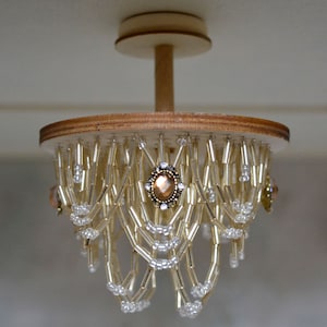 12V LED Miniature Large Jewelled Pale Gold Silver Glass Chandelier Traditional Vintage Modern Dollhouse GENUINELY HANDMADE