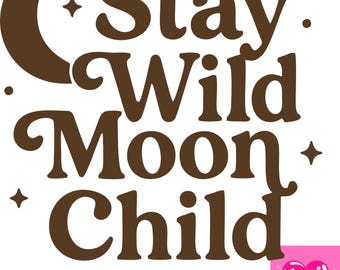 Boho Moon Child SVG: Retro Celestial Cut File for Cricut & Silhouette