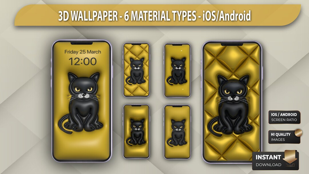3D Cute Black Cat Phone Wallpaper, iPhone Wallpaper, Ios Wallpaper ...