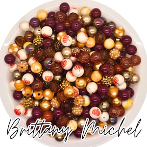 Pumpkin Spice 12 mm Halloween Fall Bubblegum Beads Set of 50, Bubble Gum Beads, Chunky Beads, Bubblegum Bead Mix, Bulk
