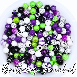 This is Halloween! 12 mm Halloween Fall Mixed Beads Set of 50, Bubble Gum Beads, Chunky Beads, Acrylic Bead Mix, Bulk