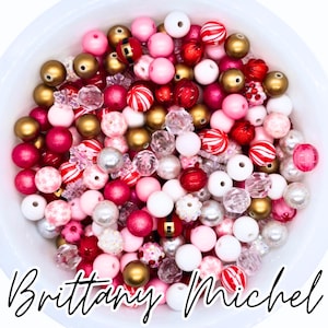 Jolly... AF! 12 mm Weihnachten Winter Bubblegum Beads Set von 50 Stück, Bubble Gum Beads, Chunky Beads, Bubblegum Bead Mix, lose Kette