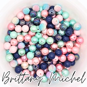 50er Set 12 mm Frühling, Sommer, Bubblegum Perlen, Bubble Gum Beads, Chunky Beads, Bubblegum Bead Mix, lose Kette