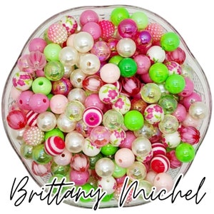 12mm Tropische Blumen gemischte Perlen-Set 50 Stück, Bubble Gum Beads, Chunky Beads, Bubblegum Bead Mix, Acryl Bead MixBulk