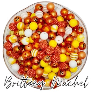 Candy Corn 12 mm Halloween Fall Bubblegum Beads Set of 50, Bubble Gum Beads, Chunky Beads, Bubblegum Bead Mix, Bulk