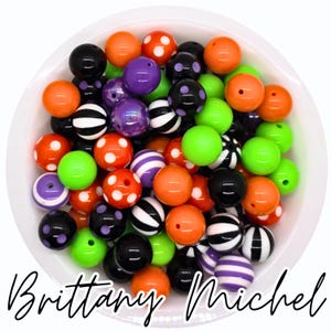 Classic Halloween! 20 mm Halloween Fall Bubblegum Beads, Bubble Gum Beads, Chunky Beads, Bubblegum Bead Mix, Bulk