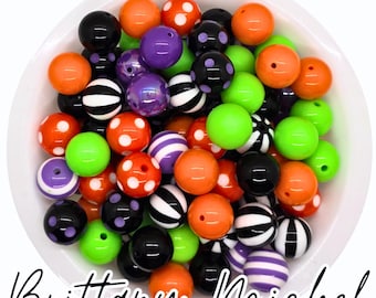 Halloween Chunky Bubblegum Bead Mix: 20mm Acrylic Beads, Set of 25,20mm Beads, 20mm Chunky Beads, 20mm Bubblegum Beads