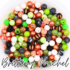 Witches Brew! 12 mm Halloween Fall Bubblegum Beads Set of 50, Bubble Gum Beads, Chunky Beads, Bubblegum Bead Mix, Bulk