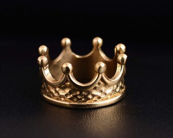Anillo de corona, Anillo de corona chapado en oro de 18k, Anillo de latón hecho a mano, Anillo de compromiso, Anillo de princesa, Anillo de corona de oro, Anillo de alianza, Anillo de regalo.