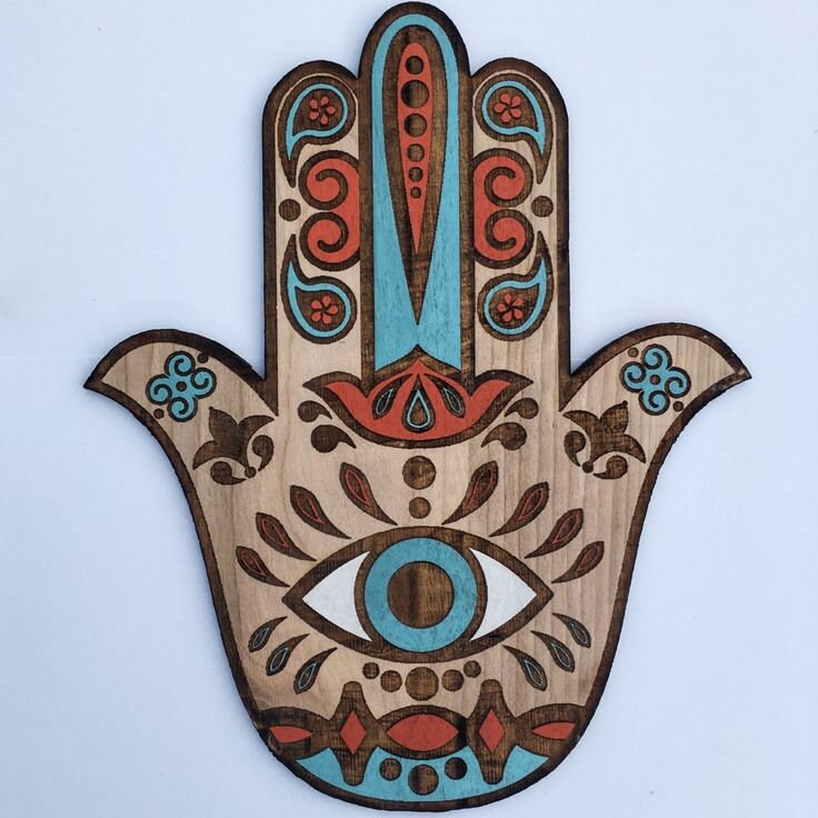 Vintage Bohemian Handmade Coral & Turquoise Bead Decorative Home Office Humsa Hands of Fatima Wall Hanging main image 0