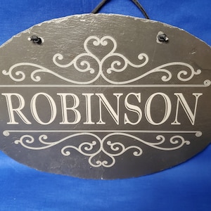 Personalized  Laser Engraved Slate Family Name Sign