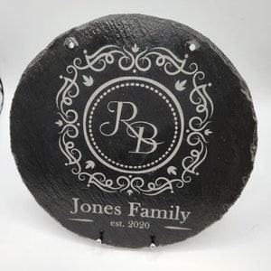 Personalized Laser Engraved Slate Family Name Sign