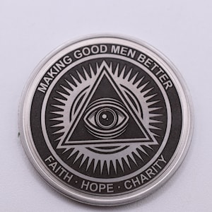 Masonic Challenge Coin - Double-Sided Stainless Steel Engraved Commemorative Coin