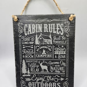 Cabin Rules - Laser Engraved Slate Sign