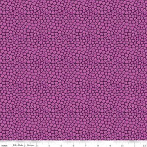 May include: A seamless fabric pattern with a repeating design of small, irregular, purple-colored shapes resembling pebbles or stones.