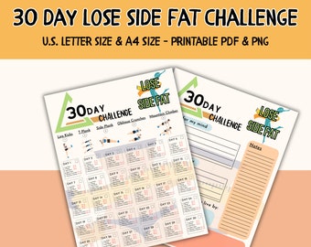 30 dagen Lose Side Fat Challenge | Buik Side workout Digitaal | Buikzijde uitdaging | Trainingsplanner voor thuis | 30 dagen buikuitdaging