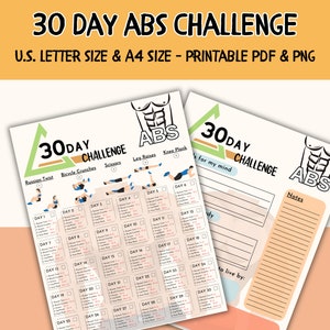 Puede incluir: Un gráfico de entrenamiento de abdominales de 30 días imprimible con un esquema de color verde y azul. El gráfico incluye una lista de ejercicios, como giros rusos, abdominales de bicicleta, tijeras, elevaciones de piernas y planchas de rodillas. El gráfico está diseñado para ser utilizado durante 30 días, con un conjunto diferente de ejercicios cada día.