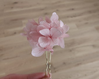 Bun pin dried flowers Hydrangea