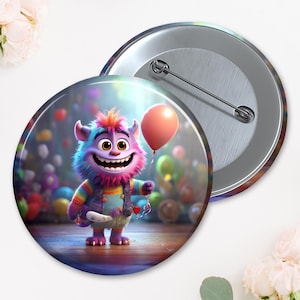 Süße Monster Buttons – 27 Motive zur Auswahl | 58mm | personalisierbar mit Magnet oder Nadel, Ansteckbutton