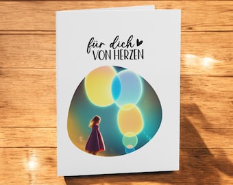 Für Dich von Herzen - Elegante Grußkarte – 300g Kartenkarton, 10,5 x 14,8 cm, mit Umschlag