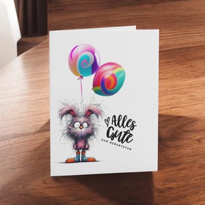 Lustige Geburtstagskarte – « Alles Gute » – 300 g Kartenkarton, 10,5 x 14,8 cm, mit Umschlag