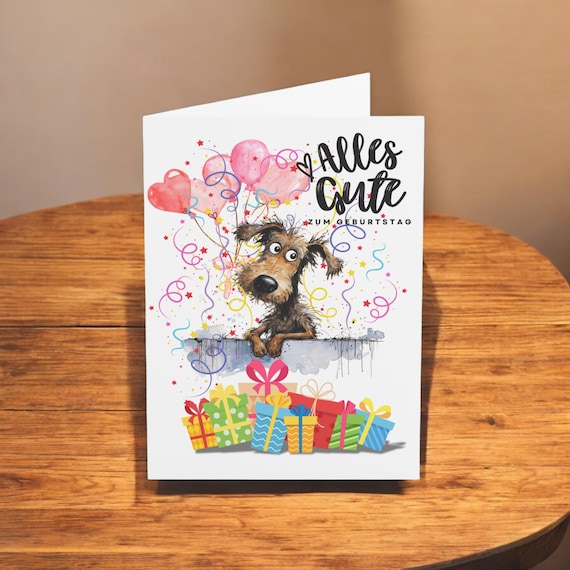 Alles Gute zum Geburtstag Hund-Grußkarte | 300g Kartenkarton | 10,5 x 14,8 cm mit Umschlag