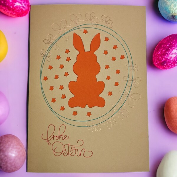 handgemachte Osterhasen Einlegekarte - Frohe Ostern - Ostergrüße- handmade Easter Bunny Insert Card - Easter Greetings