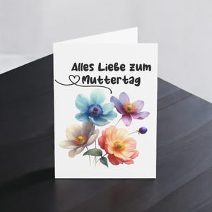Cartes postales personnalisées, Alles Liebe zum Muttertag, Elegante Grußkarte für Mama, Kartenkarton 300 g, 10,5 x 14,8 cm avec protection