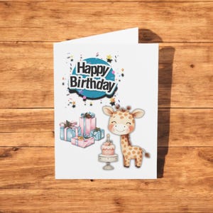 Joyeux anniversaire Geburtstagskarte avec girafe | Kartenkarton 300 g | 10,5 x 14,8 cm avec le format standard