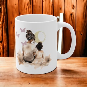 Mug Muttertagstasse Bonusmama Mutter-Tochter-Fête des Mères - Design bohème mère-fille