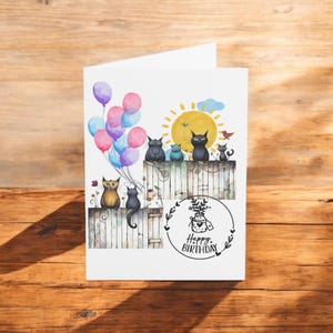 Joyeux anniversaire Katzen-Grußkarte | Kartenkarton 300 g | 10,5 x 14,8 cm avec le format standard