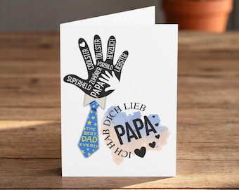 Ich hab dich lieb Papa Card: Father's Day Handprint Card