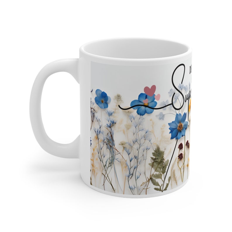 Supermama Blumen Tasse blaues Blumenmuster Supermama Blue Flower Mug image 7