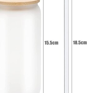 Muttertagsgeschenk Blumenverzierter Frostglasbecher mit Bambusdeckel und Glasstrohhalm, Libbey Glasdose ,du bist einfach eine supermama bild 4