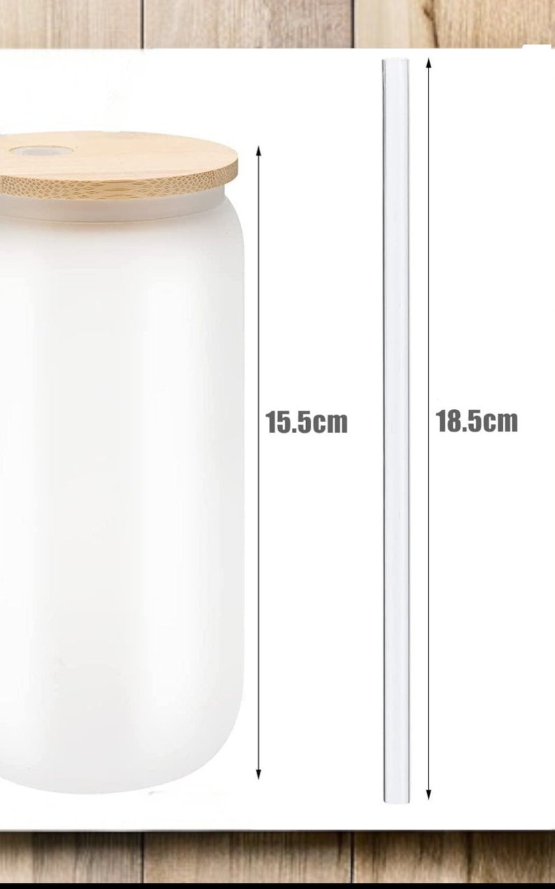 Muttertagsgeschenk Blumenverzierter Frostglasbecher mit Bambusdeckel und Glasstrohhalm, Libbey Glasdose ,du bist einfach eine supermama bild 4