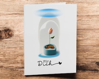 Minimalistische Grußkarte - "Für Dich" – 300g Kartenkarton, 10,5 x 14,8 cm, mit Umschlag