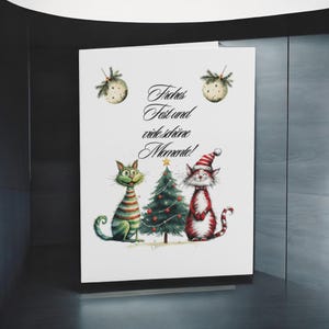 Lustige Weihnachtskarte mit Katzen  – Hochwertiger 300g Karton mit Umschlag