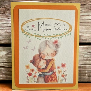 Muttertagskarte Muttertagskarte Dreischichtiges Motiv Mutter und Tochter Beste Mama Karte Handgefertigte Muttertagsgeschenk Handmade