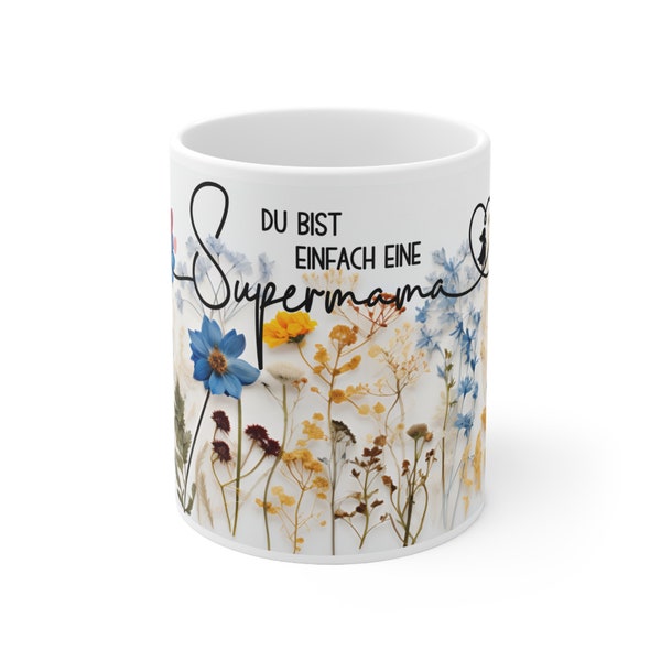 Supermama Blumen Tasse blaues Blumenmuster Supermama Blue Flower Mug