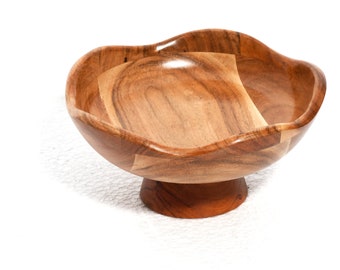 wooden bowl with stand/ fruit bowl with base/ acacia bowl with base