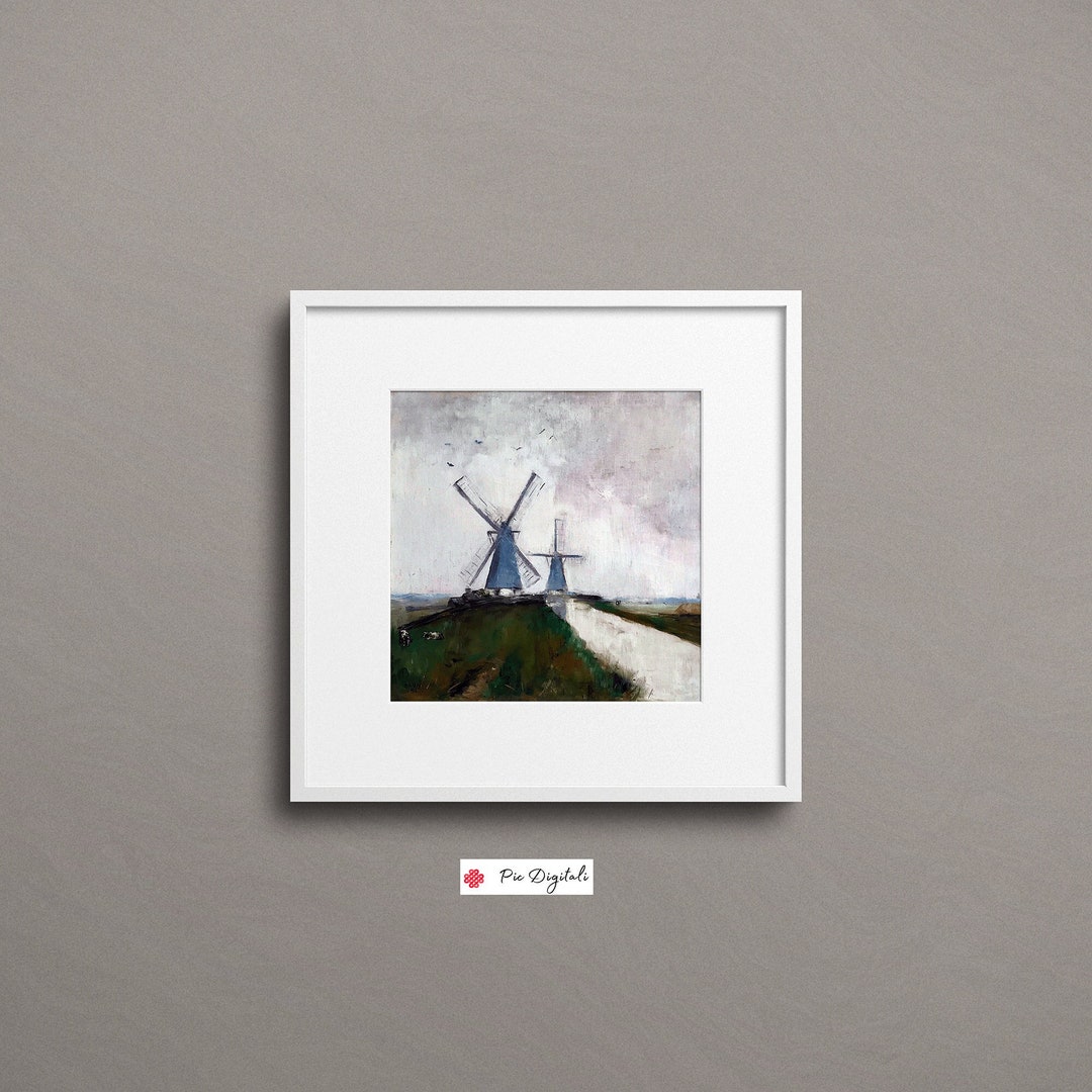 Windmill Wall Art ,square Wall Art Print, Square Windmill Work Art ...